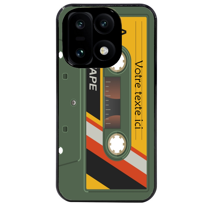 Coque noire taperso pour OnePlus 15 personnalisable avec motif cassette kaki protection antichoc personnalisée