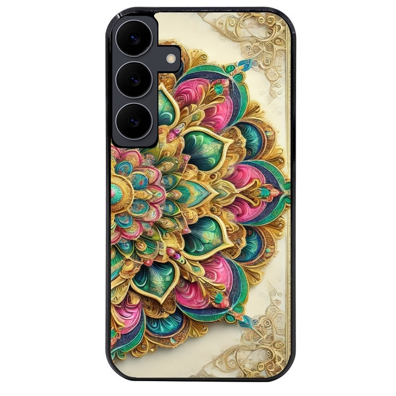 Coque noire taperso pour galaxy A06 A16 A26 A36 A56 avec motif mandala 3 protection antichoc personnalisée