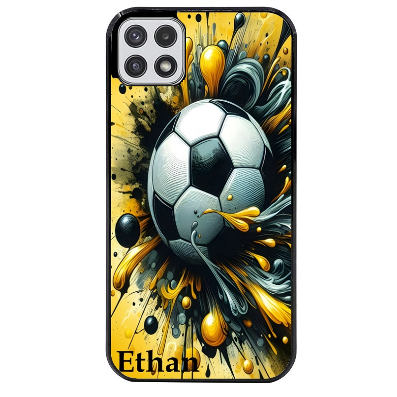 Coque noire taperso pour galaxy A22 A32 A52 A52S 4G 5G  avec motif football personnalisee protection antichoc personnalisée
