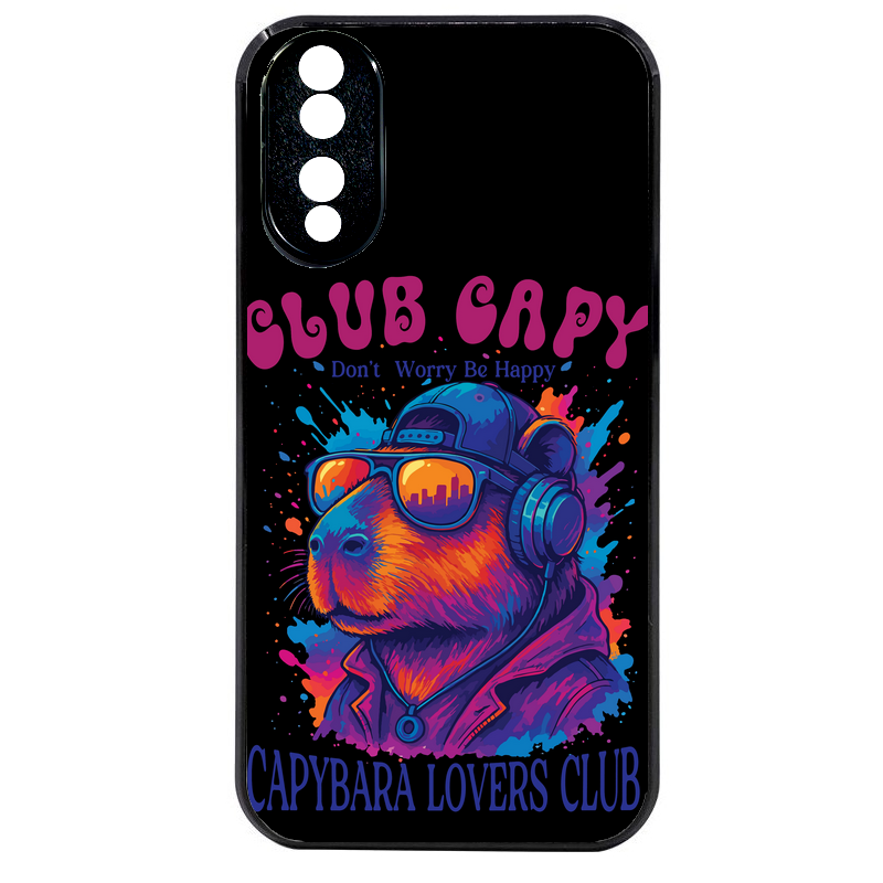 Coque noire taperso pour Honor 70 LITE 90 et LITE avec motif capybara club protection antichoc personnalisée
