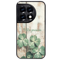 Coque noire taperso pour OnePlus 11 et 12 avec motif bois et trefle personnalisee protection antichoc personnalisée
