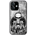 Coque noire taperso pour OPPO A40 avec motif tete de mort gamer beton protection antichoc personnalisée
