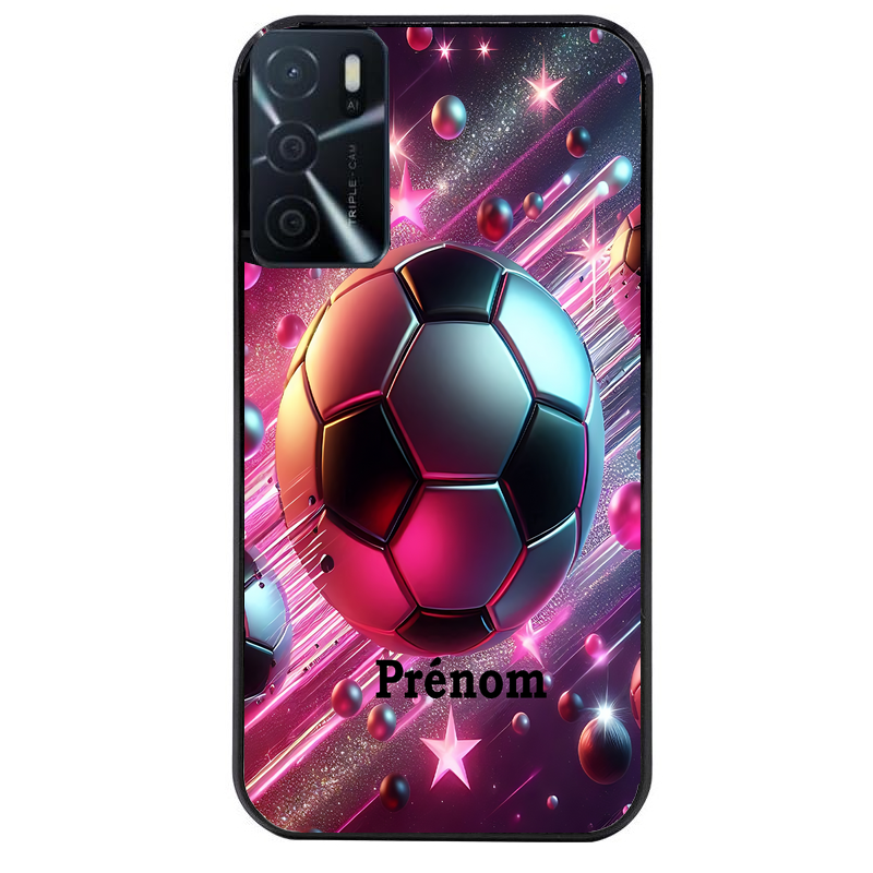 Coque noire taperso pour OPPO A16 et A16S avec motif foot etoile personnalisee protection antichoc personnalisée