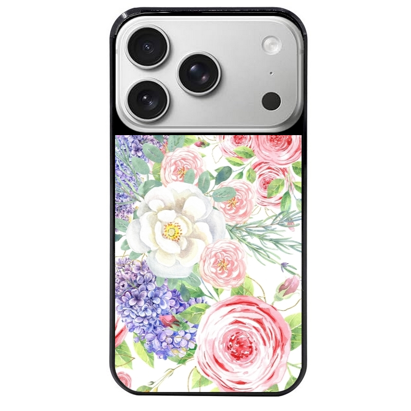 Coque noire taperso pour Iphone 17 17E AIR MAX PRO avec motif fleur couleur pastel protection antichoc personnalisée