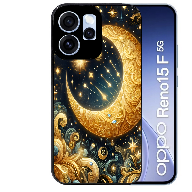 Coque noire taperso pour OPPO Reno 15 et F FS 5G avec motif lune astre protection antichoc personnalisée