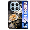Coque noire taperso pour Redmi Note 15 et PRO PLUS 4G 5G avec motif fleur blanche protection antichoc personnalisée