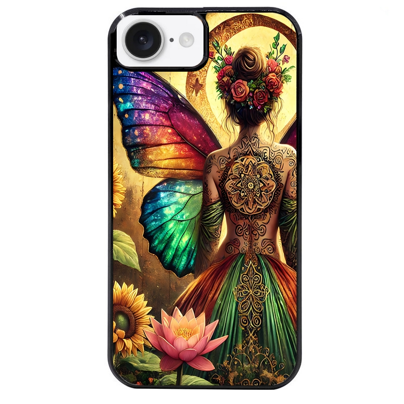 Coque noire taperso pour Iphone 17 17E AIR MAX PRO avec motif fee et fleurs protection antichoc personnalisée