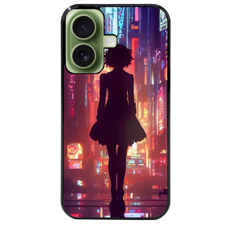 Coque noire taperso pour Iphone 16 16E PLUS MAX PRO avec motif new york anime protection antichoc personnalisée