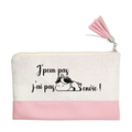 Pochette motif licorne paresseuse en toile et simili cuir