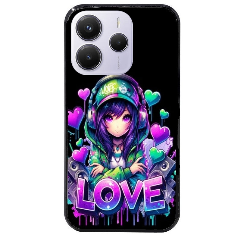 Coque noire taperso pour Redmi Note 14 et PRO PLUS 4G 5G avec motif anime manga et love protection antichoc personnalisée