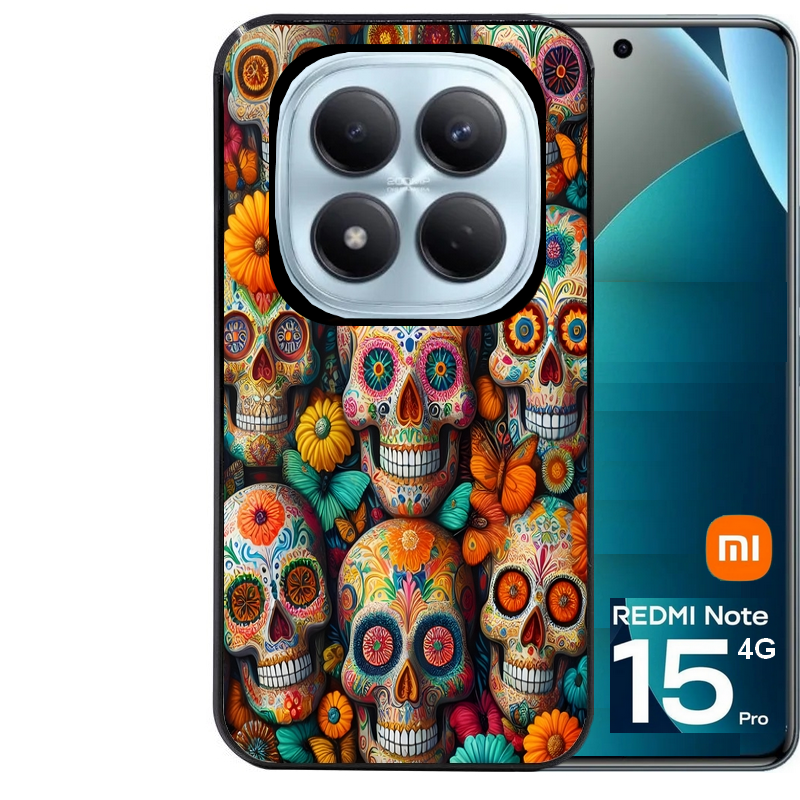 Coque noire taperso pour Redmi Note 15 et PRO PLUS 4G 5G avec motif mort mexicaine papillon protection antichoc personnalisée