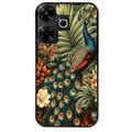 Coque noire taperso pour POCO M6 4G avec motif paon tropical protection antichoc personnalisée