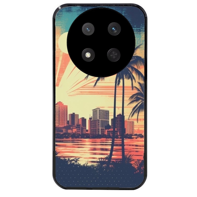 Coque noire taperso pour Magic 7 LITE et PRO avec motif hawaii retro protection antichoc personnalisée