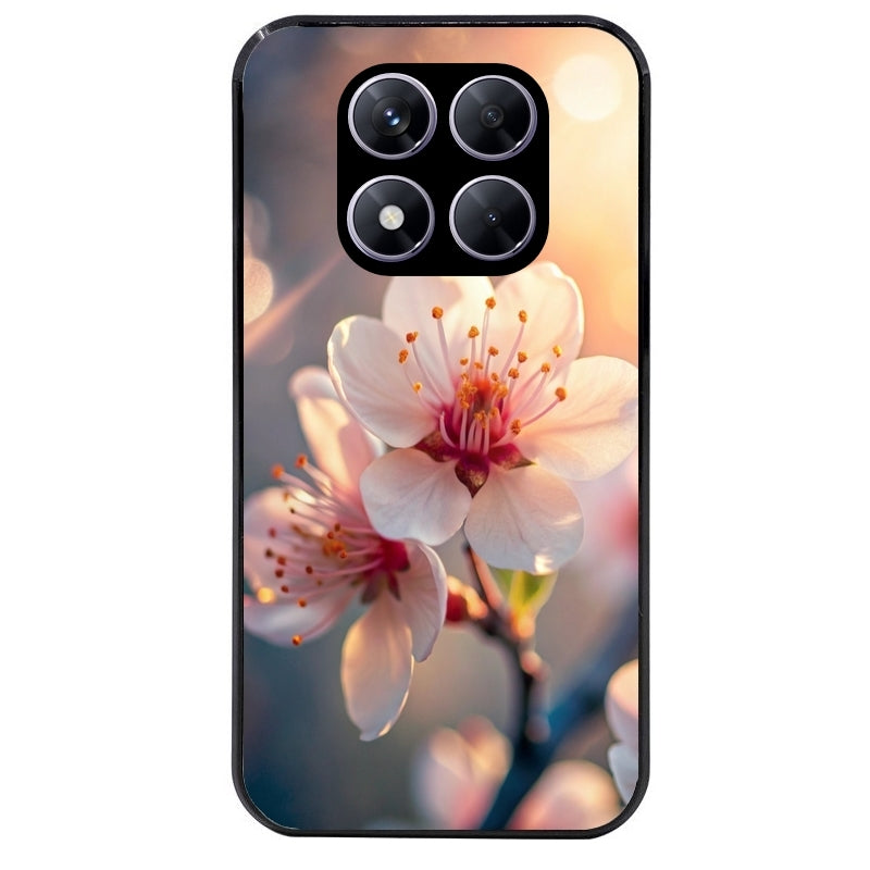 Coque noire taperso pour Redmi Note 14 et PRO PLUS 4G 5G avec motif fleur de cerisier protection antichoc personnalisée