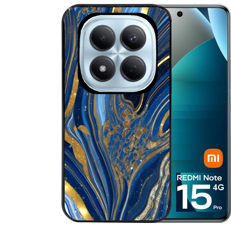 Coque noire taperso pour Redmi Note 15 et PRO PLUS 4G 5G avec motif marbre bleu agathe protection antichoc personnalisée