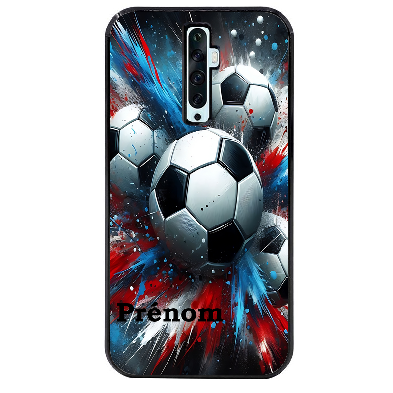 Coque noire taperso pour OPPO Reno 2 et 2Z avec motif foot tricolore personnalisee protection antichoc personnalisée