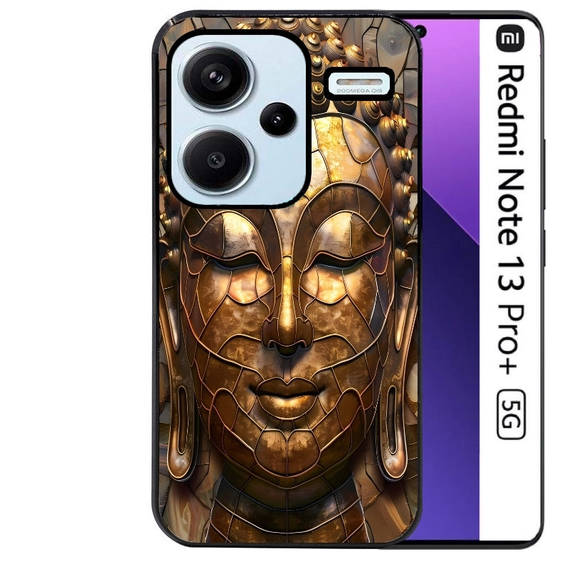 Coque noire taperso pour Redmi Note 13 PRO PLUS 5G avec motif bouddha et mosaique protection antichoc personnalisée