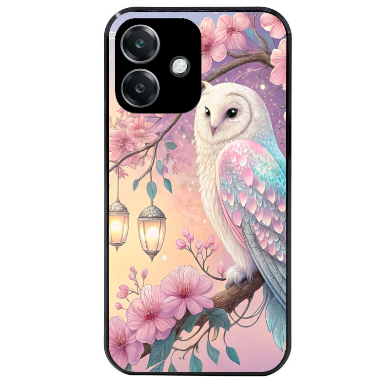 Coque noire taperso pour OPPO A40 avec motif chouette cerisier protection antichoc personnalisée