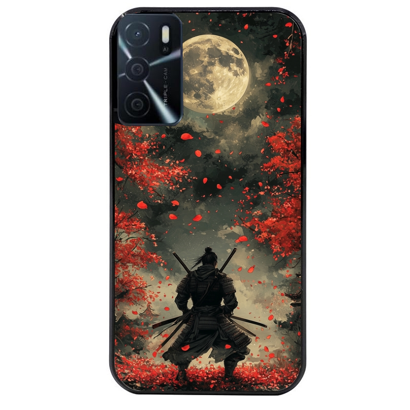 Coque noire taperso pour OPPO A16 et A16S avec motif samourai et katana protection antichoc personnalisée