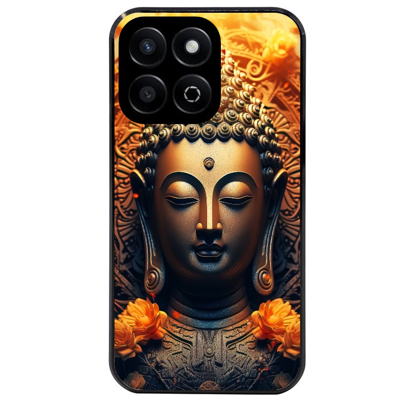 Coque noire taperso pour Honor 70 LITE 90 et LITE avec motif bouddha et fleur protection antichoc personnalisée