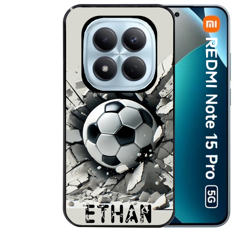 Coque noire taperso pour Redmi Note 15 et PRO PLUS 4G 5G avec motif foot beton personnalisee protection antichoc personnalisée