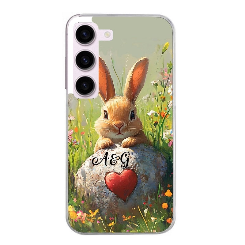 Coque taperso pour Galaxy A13 4G et 5G A23 A53 avec motif lapin et fleurs personnalisee protection antichoc personnalisée