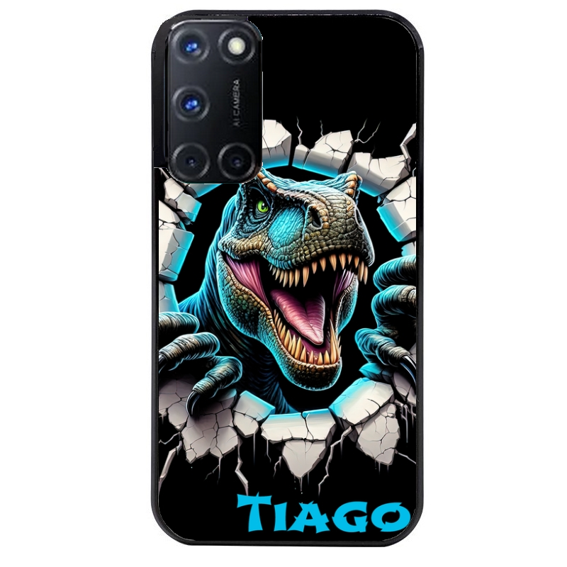 Coque noire taperso pour OPPO Reno 8 LITE avec motif dino t rex personnalisee protection antichoc personnalisée