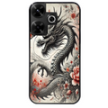 Coque noire taperso pour POCO M6 4G avec motif dragon japan protection antichoc personnalisée