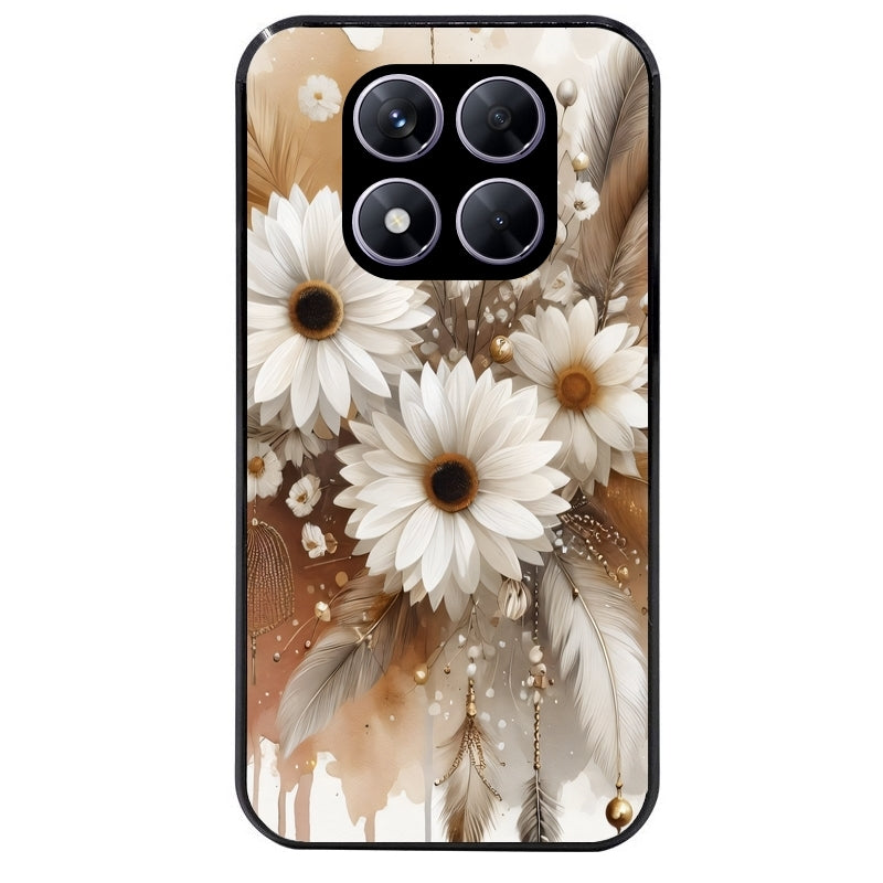 Coque noire taperso pour Redmi Note 14 et PRO PLUS 4G 5G avec motif dreamcatcher marguerite protection antichoc personnalisée