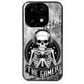 Coque noire taperso pour OnePlus 15 avec motif tete de mort gamer beton protection antichoc personnalisée