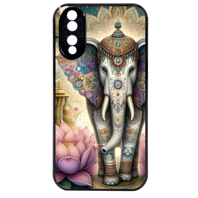 Coque noire taperso pour Honor 70 LITE 90 et LITE avec motif elephant et lotus protection antichoc personnalisée