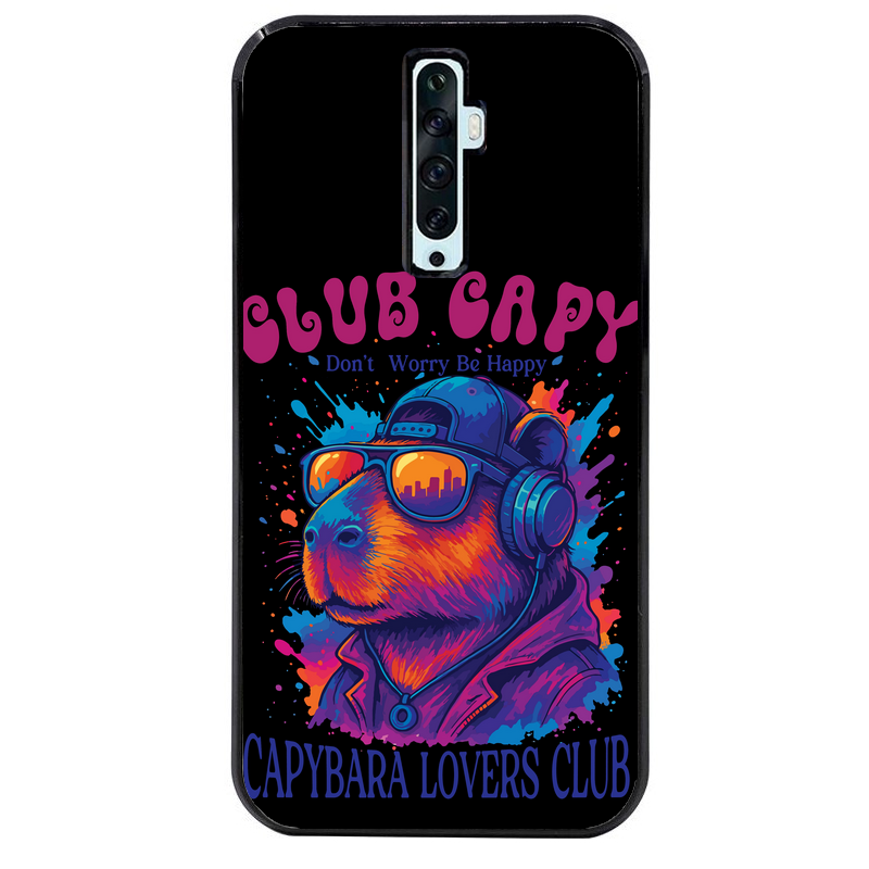 Coque noire taperso pour OPPO Reno 2 et 2Z avec motif capybara club protection antichoc personnalisée