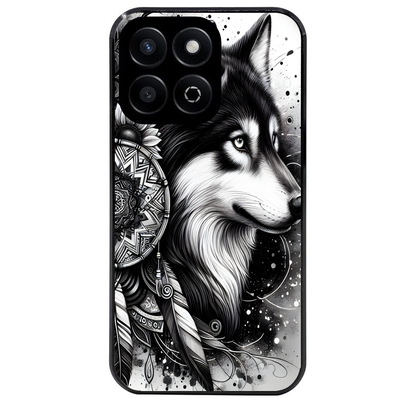 Coque noire taperso pour Honor 70 LITE 90 et LITE avec motif loup dreamcatcher protection antichoc personnalisée