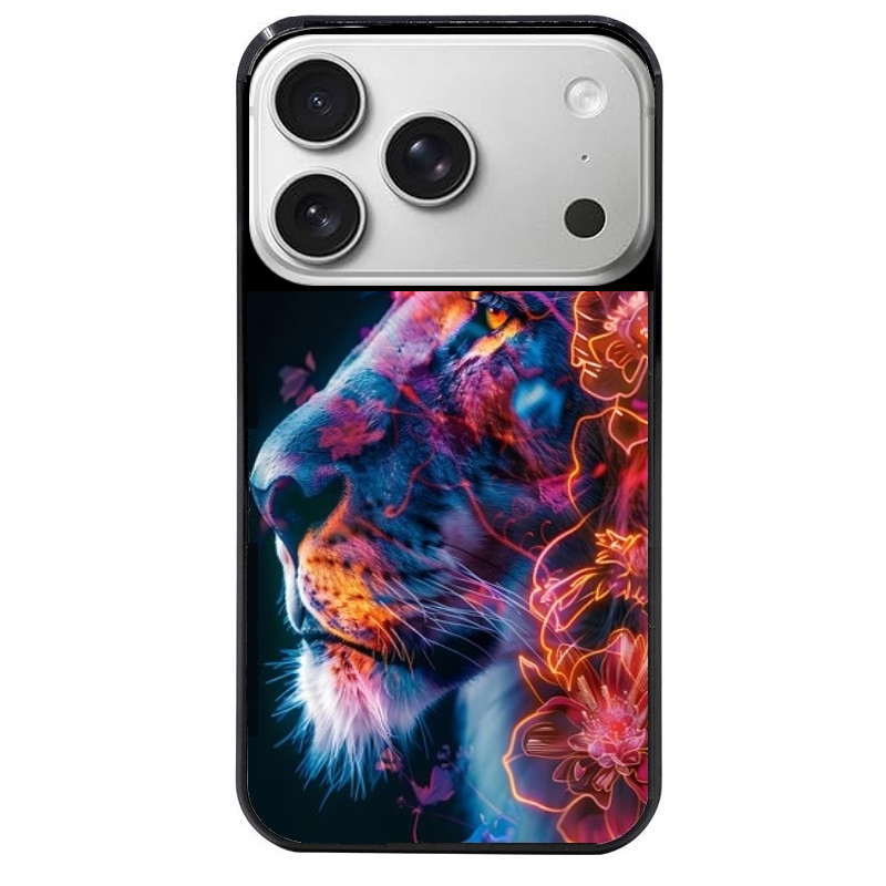 Coque noire taperso pour Iphone 17 17E AIR MAX PRO avec motif lion fluo protection antichoc personnalisée