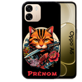 Coque noire taperso pour OPPO A6 A6X 4G et 5G avec motif chat carpe koii japan personnalise protection antichoc personnalisée