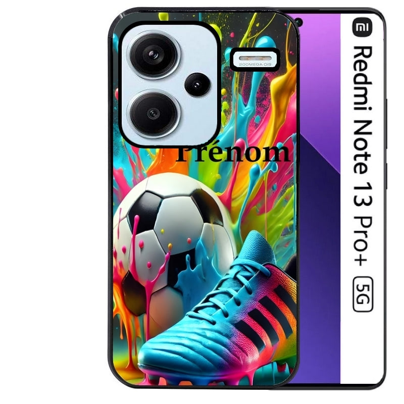 Coque noire taperso pour Redmi Note 13 PRO PLUS 5G avec motif foot color personnalisee protection antichoc personnalisée