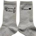 Chaussettes personnalisée paillettes argent motif mamie chérie