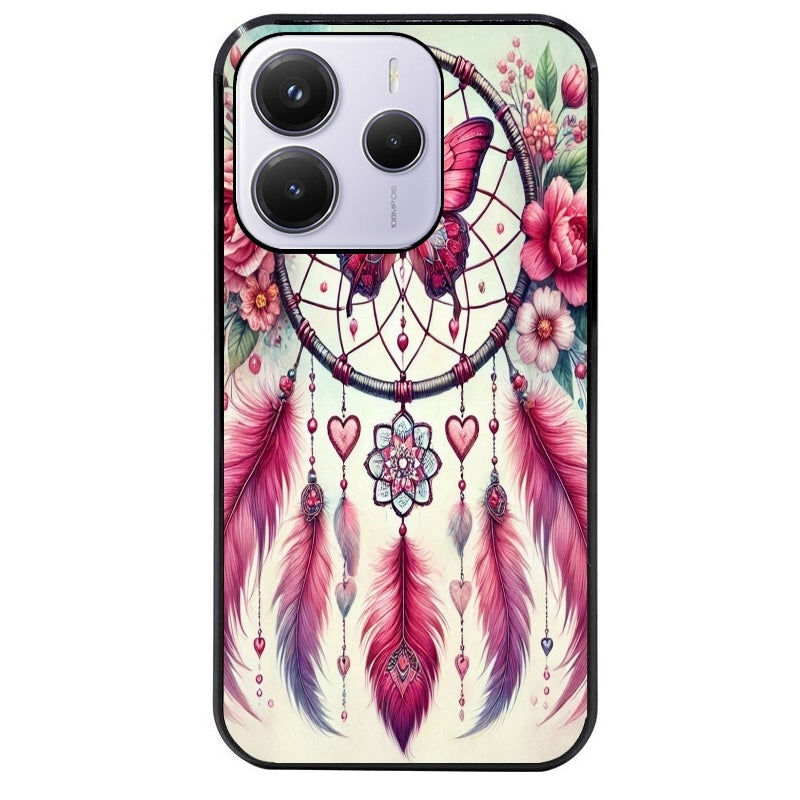 Coque noire taperso pour Redmi Note 14 et PRO PLUS 4G 5G avec motif dreamcatcher et papillon protection antichoc personnalisée