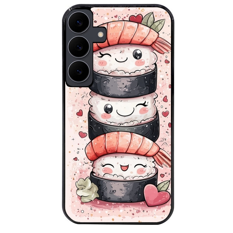Coque noire taperso pour galaxy A06 A16 A26 A36 A56 avec motif sushi kawai anime protection antichoc personnalisée