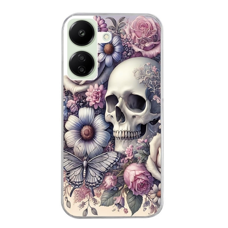 Coque taperso pour POCO C65 4G avec motif tete de mort pastel protection antichoc personnalisée