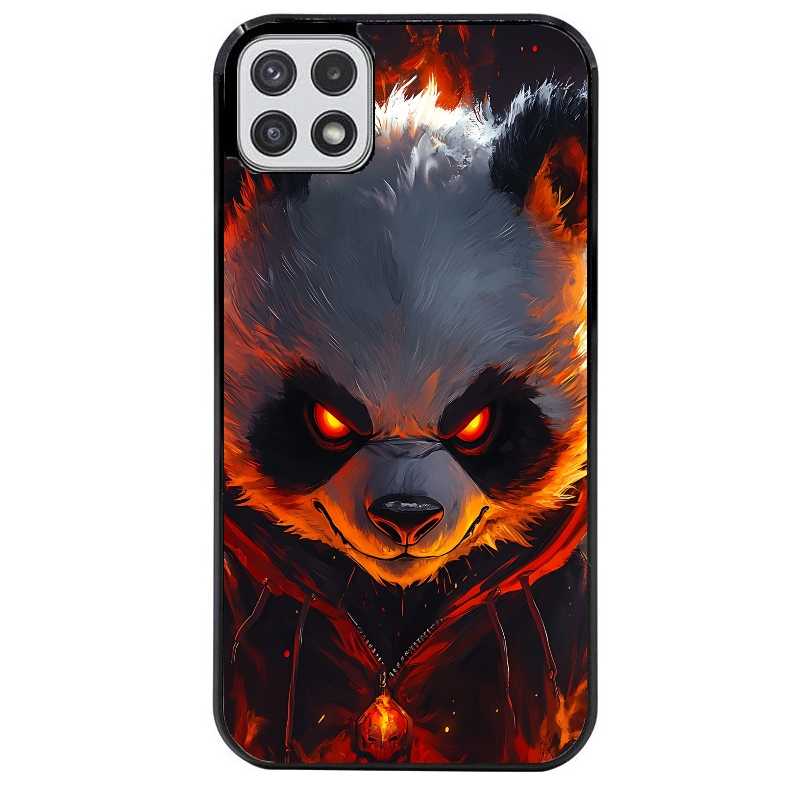 Coque noire taperso pour galaxy A22 A32 A52 A52S 4G 5G  avec motif panda very angry protection antichoc personnalisée