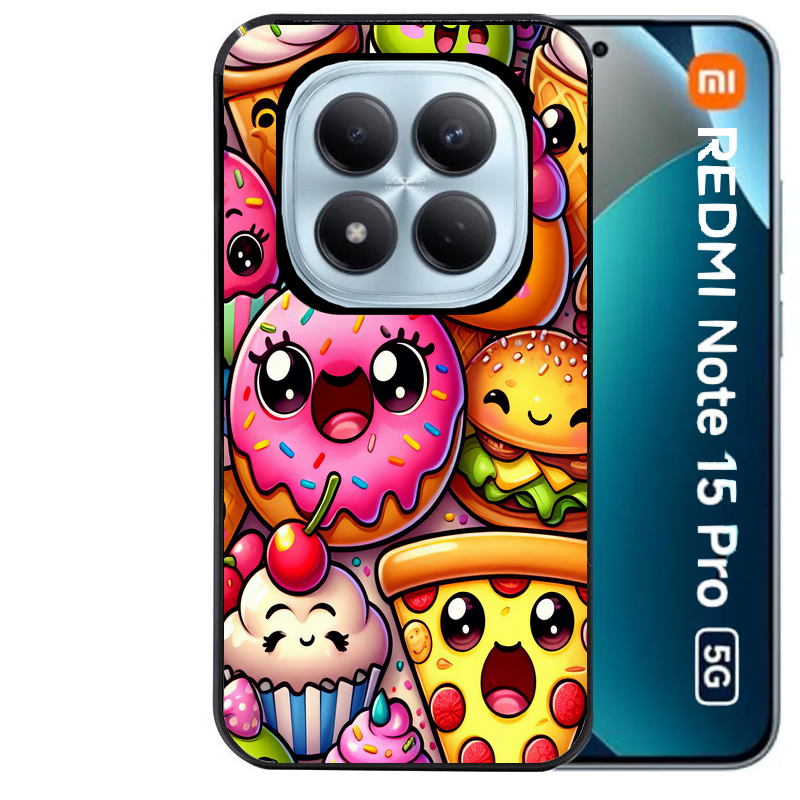 Coque noire taperso pour Redmi Note 15 et PRO PLUS 4G 5G avec motif anime donut kawaii protection antichoc personnalisée