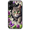 Coque noire taperso pour POCO M6 4G avec motif chat papillon 3 protection antichoc personnalisée