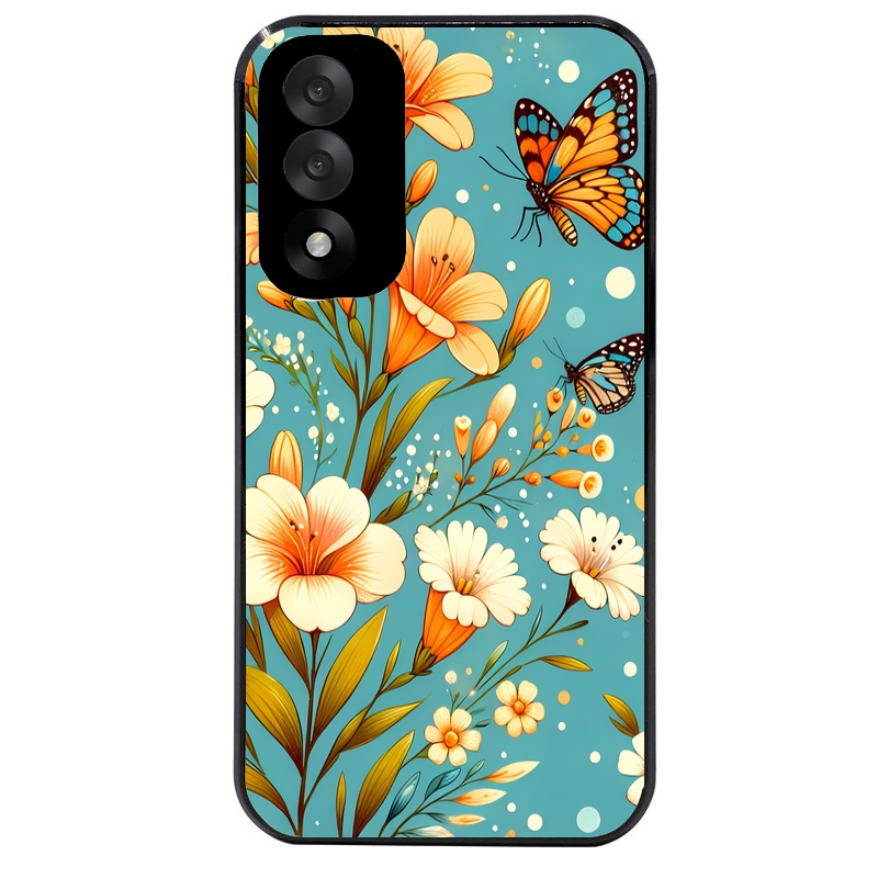 Coque noire taperso pour OnePlus Nord 5 avec motif fleur orange protection antichoc personnalisée