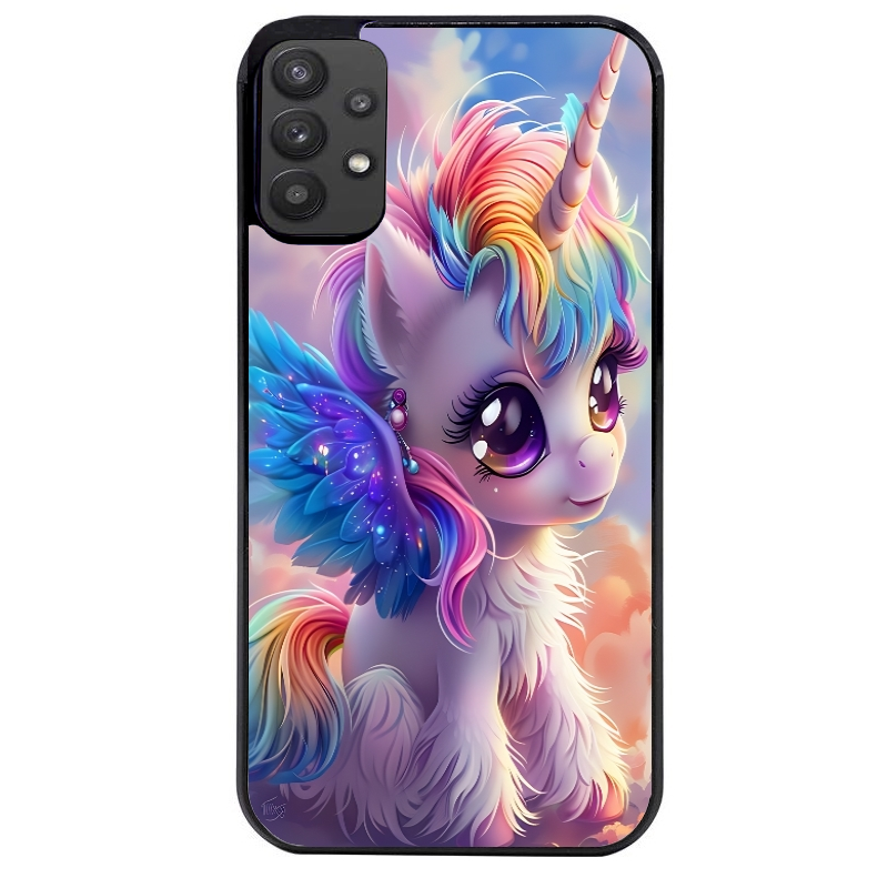 Coque noire taperso pour galaxy A22 A32 A52 A52S 4G 5G  avec motif licorne style anime protection antichoc personnalisée
