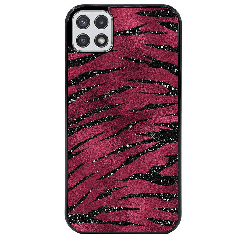 Coque noire taperso pour galaxy A22 A32 A52 A52S 4G 5G  avec motif zebre grenat protection antichoc personnalisée