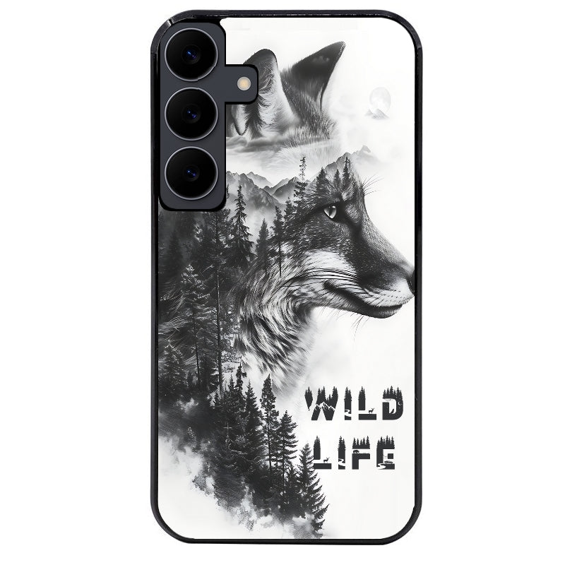 Coque noire taperso pour galaxy A06 A16 A26 A36 A56 avec motif renard fox wild protection antichoc personnalisée