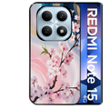 Coque noire taperso pour Redmi Note 15 et PRO PLUS 4G 5G avec motif marbre fleur cerisier protection antichoc personnalisée