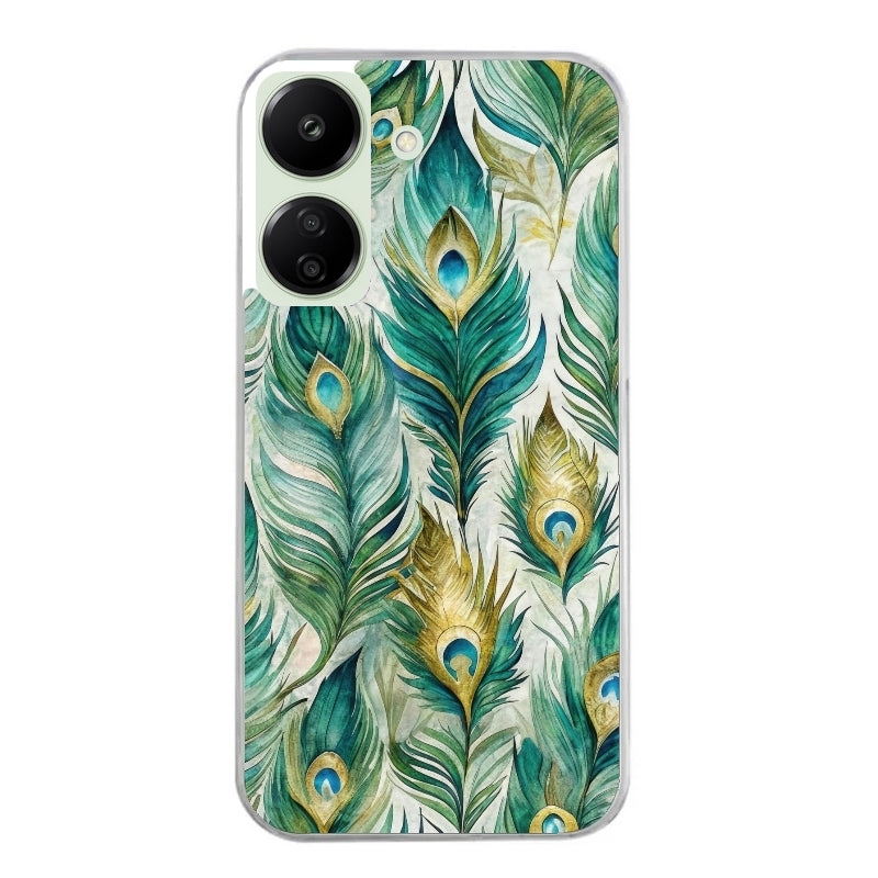 Coque taperso pour POCO C65 4G avec motif paon plumes protection antichoc personnalisée