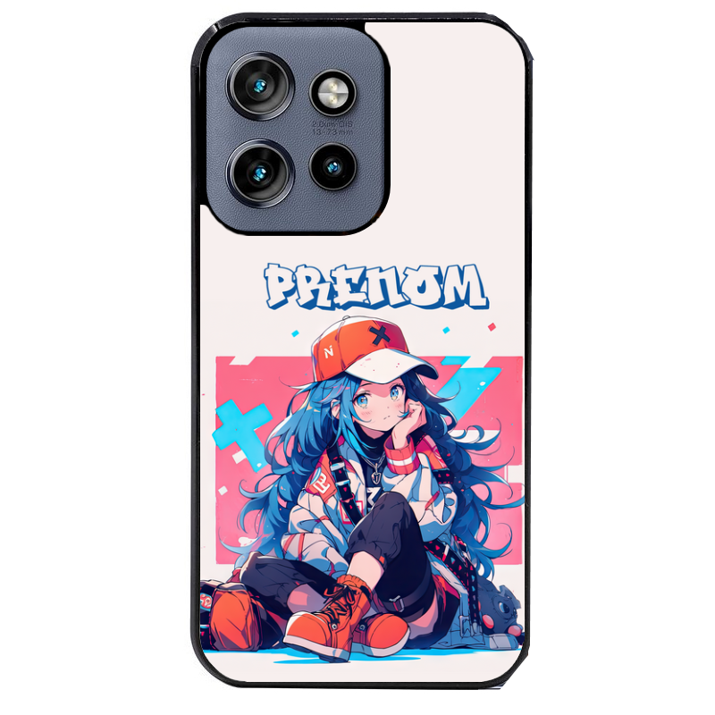 Coque noire taperso pour Moto Edge 60 et Neo Fusion Pro avec motif anime casquette personnalise protection antichoc personnalisée